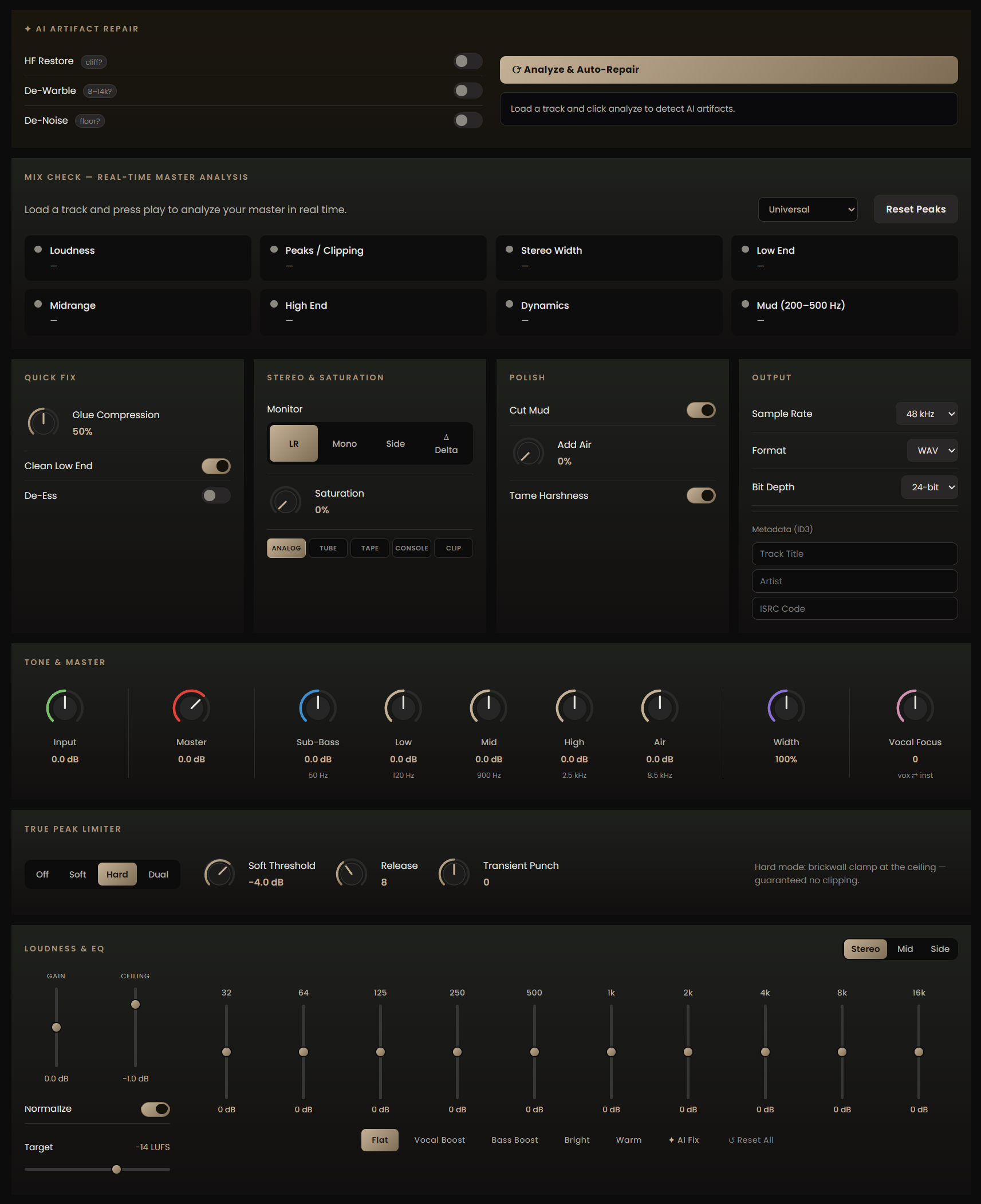 AURIUM Mastering Suite Interface